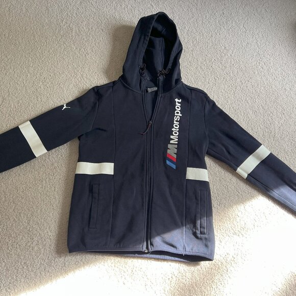 BMW Motorsport PUMA Hooded Sweat Jacket Team Navy - Size Small - Picture 1 of 7